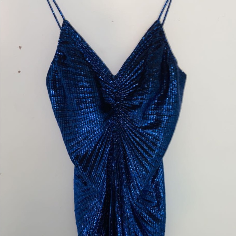 Spaghetti strap blue hoco dress